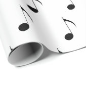 Zwarte Muzieknoten op wit Cadeaupapier (Rol Hoek)