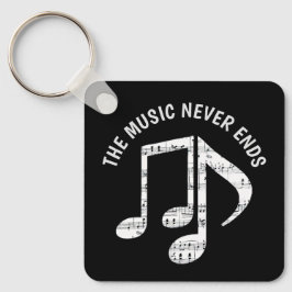 Zwarte Muzieknoten Sleutelhanger