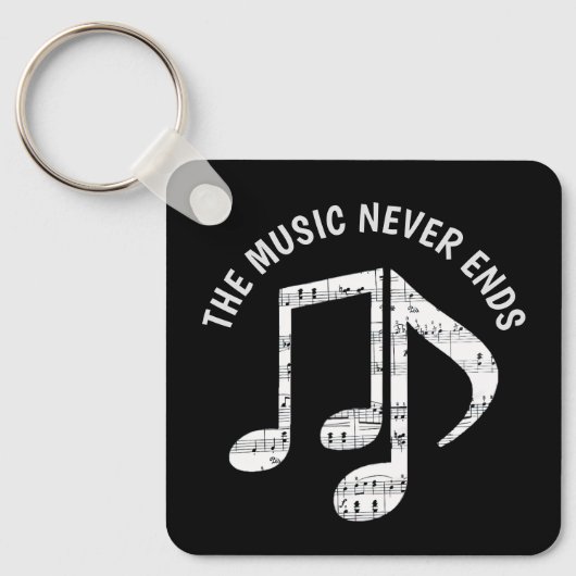 Zwarte Muzieknoten Sleutelhanger (Voorkant)