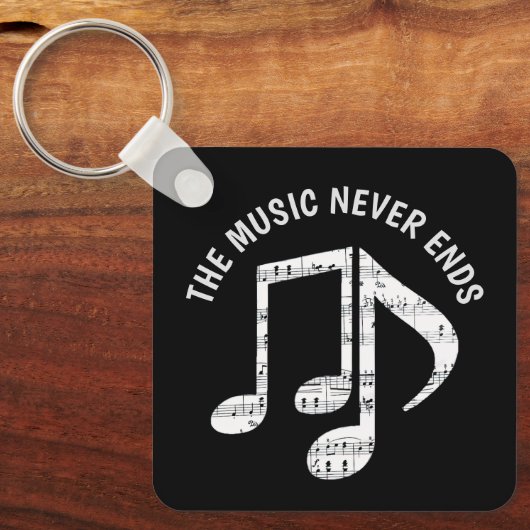 Zwarte Muzieknoten Sleutelhanger (Voorkant)