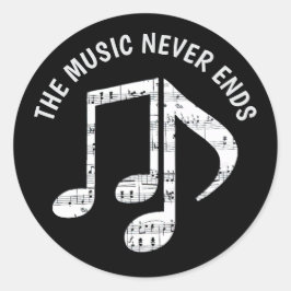 Zwarte Muzieknoten Sticker Set