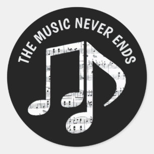 Zwarte Muzieknoten Sticker Set