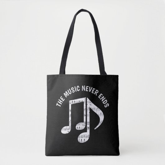 Zwarte Muzieknoten Tote Bag (Voorkant)