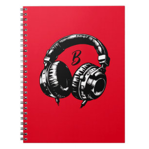 Zwarte Muzieks Koptelefoons DJ Muzikaal Notitieboek