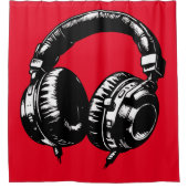 Zwarte Muzieksluitingen DJ  Douchegordijn (Voorkant)