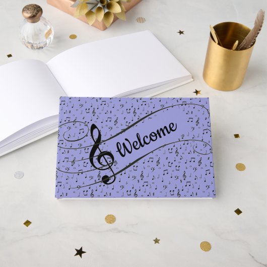 Zwarte Muzikale gepersonaliseerd Gastenboek (Voorkant open)