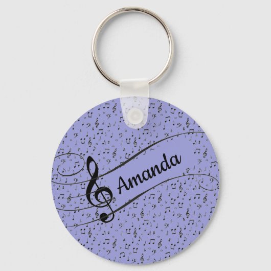 Zwarte muzikale gepersonaliseerd   sleutelhanger (Voorkant)