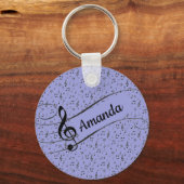 Zwarte muzikale gepersonaliseerd   sleutelhanger (Voorkant)