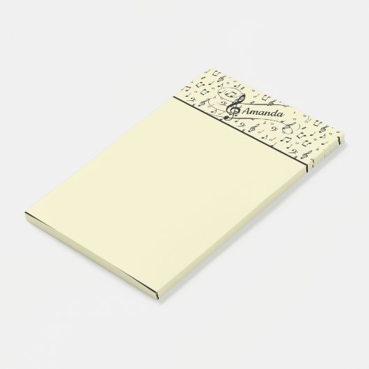 Zwarte muzikale personalisatie post-it® notes (Schuin)