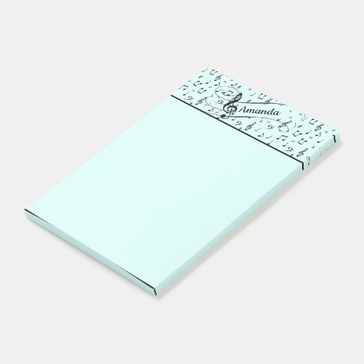 Zwarte muzikale personalisatie post-it® notes (Schuin)