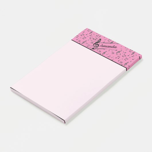 Zwarte muzikale personalisatie post-it® notes (Schuin)