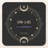 Zwarte Mystic Celestial Moon 21ste verjaardag Kartonnen Onderzetters (Voorkant)