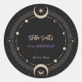 Zwarte Mystic Celestial Moon 21ste verjaardag Ronde Sticker (Voorkant)