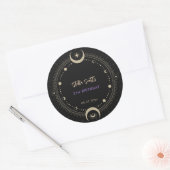 Zwarte Mystic Celestial Moon 21ste verjaardag Ronde Sticker (Envelop)