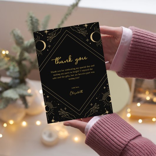 Zwarte Mystic Horoscoop Maan Dank u Kaart