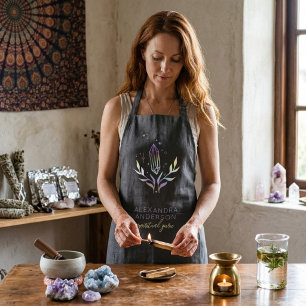 Zwarte Mystieke Holografische Spirituele Kristalle Schort