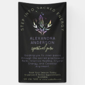 Zwarte mystieke holografische Spirituele kristalle Spandoek (Verticaal)