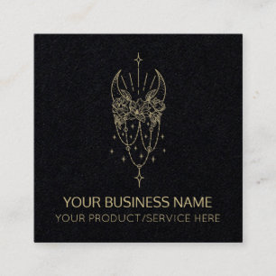 Zwarte mystieke maan en sterren vierkante visitekaartje
