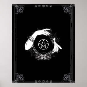 Zwarte Mystieke Waarzegger Mystieke Kristallen Bol Poster