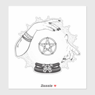 Zwarte Mystieke Waarzegger Mystieke Kristallen Fee Sticker