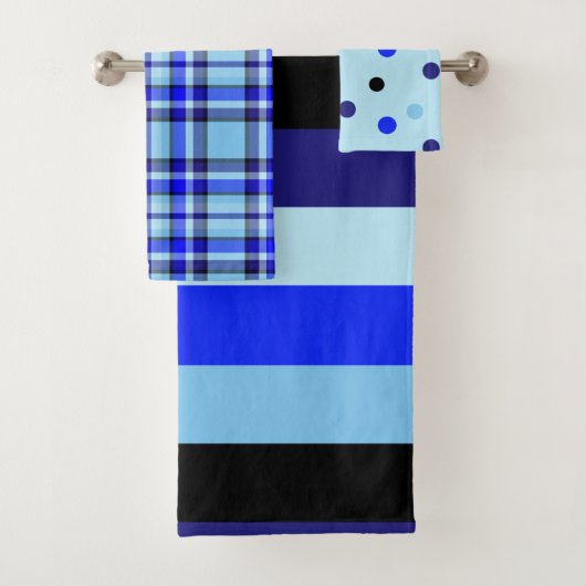 Zwarte n-blauwe handdoekset 2 bad handdoek (Insitu)