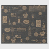 Zwarte  naaigoopjes cadeaupapier (Vlak)