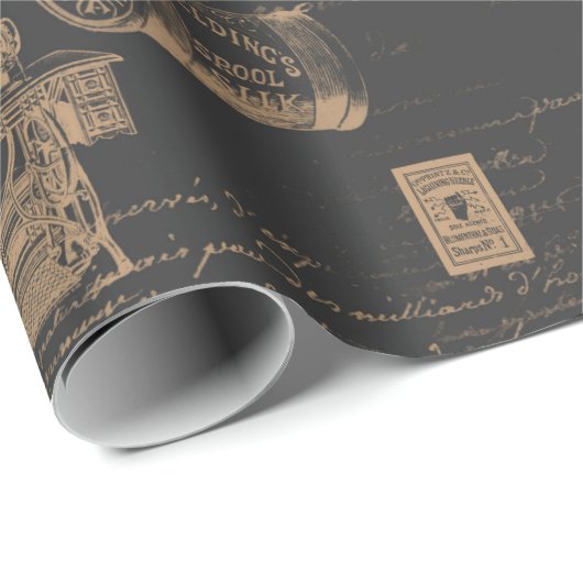 Zwarte naaigoopjes cadeaupapier (Rol Hoek)