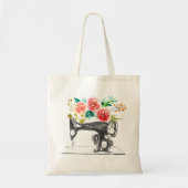 Zwarte Naaimachine Quilt Tailor Bloem Tote Bag (Voorkant)