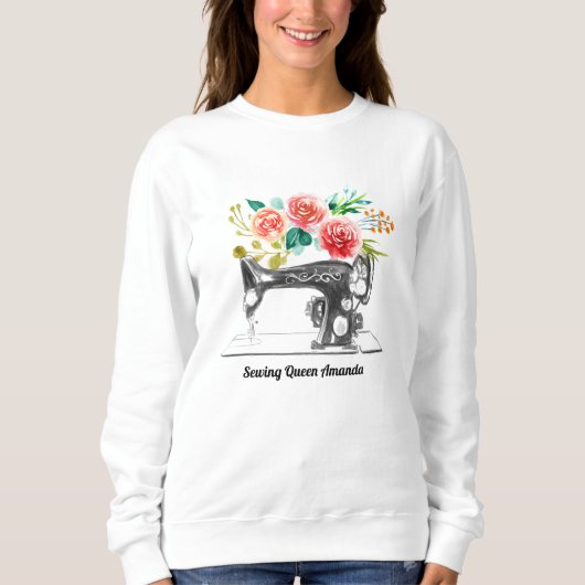 Zwarte Naaimachine Steek Naaister Trui (Voorkant)