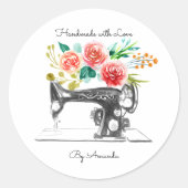 Zwarte naaimachine White Tailor Boutique Ronde Sticker (Voorkant)
