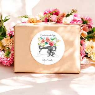 Zwarte naaimachine White Tailor Boutique Ronde Sticker