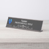  Zwarte Naam Bord met Logo & Slogan 5 Bureau Naambordje (Voorkant)