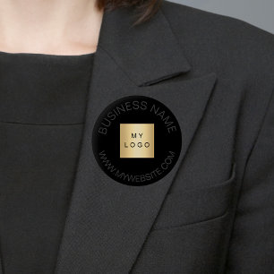 Zwarte naam business logo website ronde button 5,7 cm