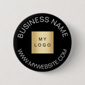 Zwarte naam business logo website ronde button 5,7 cm (Voorkant)