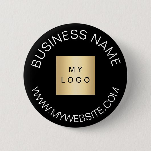 Zwarte naam business logo website ronde button 5,7 cm (Voorkant)