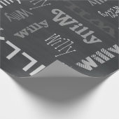 Zwarte Naam Collage 🎁 Geweldige Woordwolk Fun Fab Cadeaupapier (Hoek)