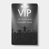 Zwarte Naam Custom VIP All Access Pas Concert Badge (Voorzijde)