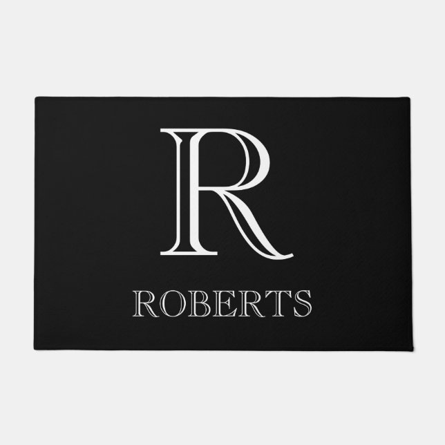 Zwarte naam en Initiaal Doormat / Rug - Aangepast Deurmat (Voorkant)