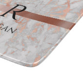 Zwarte naam en monogram, wit en Roos goudmarmer Snijplank (Hoek)