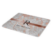 Zwarte naam en monogram, wit en Roos goudmarmer Snijplank (Hoek)