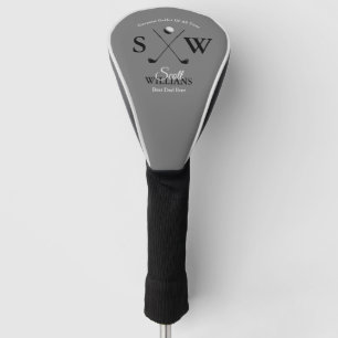 Zwarte naam monogram citaat golfclub golfheadcover