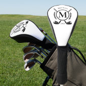 Zwarte naam Monogram op White Golf Club Head Hoesj Golfheadcover