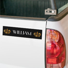 Zwarte naam van Royal Gold Crown Bumpersticker