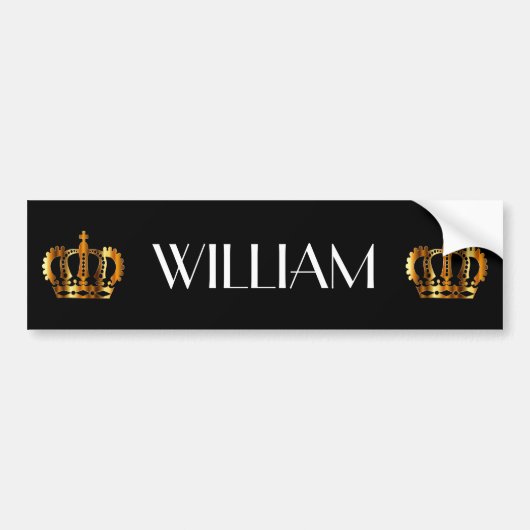 Zwarte naam van Royal Gold Crown Bumpersticker (Voorkant)
