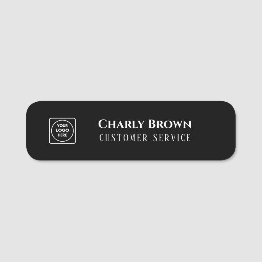 Zwarte naamlabel | Maatwerk logo personeel badge (Voorkant)