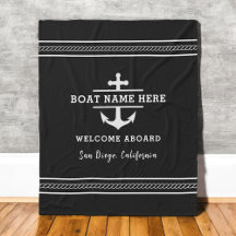 Zwarte Naamse Boot Naam Welkom Aan Boord Anker 