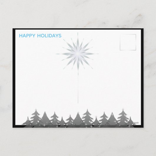 Zwarte Nacht Hemel Witte Ster Bomen Moderne Kerstm Feestdagenkaart (Achterkant)