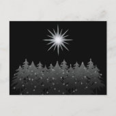 Zwarte Nacht Hemel Witte Ster Bomen Moderne Kerstm Feestdagenkaart (Voorkant)