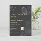 Zwarte nacht Mysterieuze maan kat  Kaart (Staand voorkant)