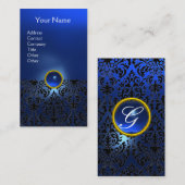 ZWARTE NACHTE BLAUWE DAMASKMONOGRAM VISITEKAARTJE (Voorkant / Achterkant)